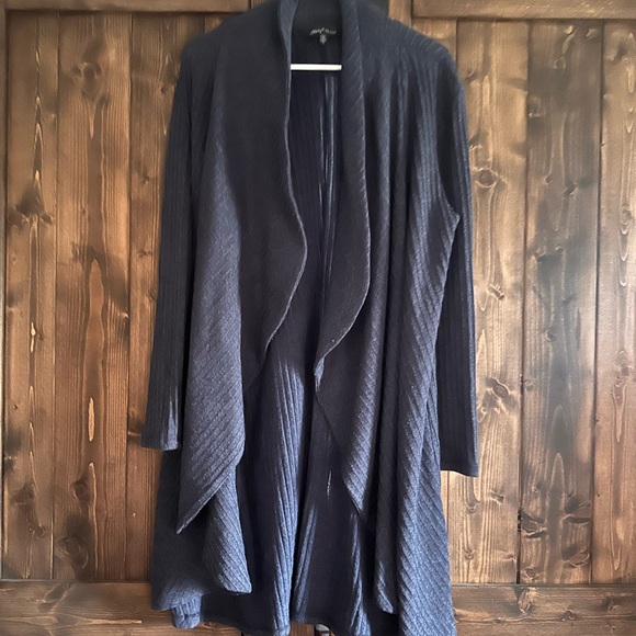 Slinky Brand Deep Blue Draped Cardigan - Picture 1 of 3